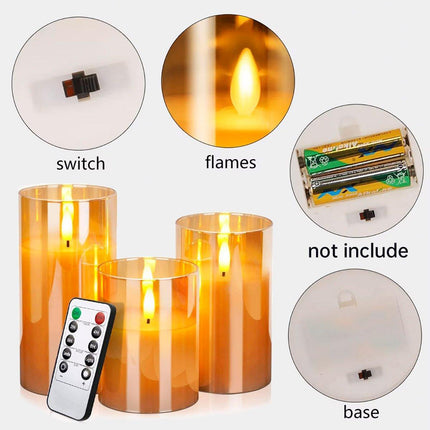 Led Flameless Electric Candle Lamp Acrylic Glass Simulation Flickering Christmas