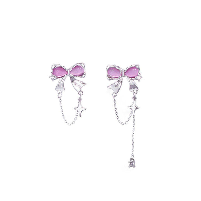 Elegant Bow Tassel Zircon Oil Drop Fashion High-end Clip-on Earrings