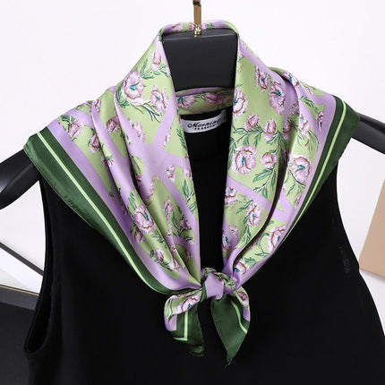Ladies Silk Scarf Square Women Shawls Wraps Small Hair Neck Hijabs 70*70CM - Aimall