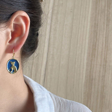 Oval Cat Earrings for Women Sweet Fashion Ear Buckle High Sense Jewelry Gift