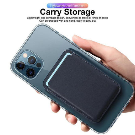 Magnetic Card Holder For Magsafe iPhone 14 13 Pro Max Leather Wallet Card Pocket - Aimall