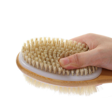 Double-sided Wooden Bristle Shower Bath Body Brush Long Handle Back Scrubber