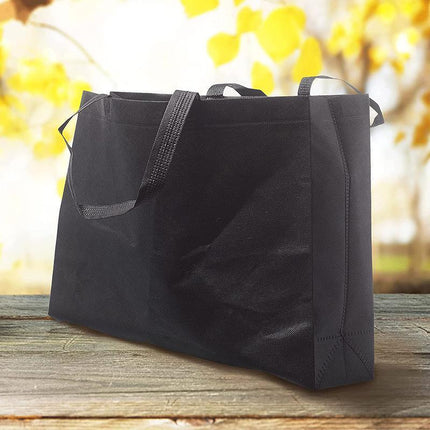 100X Reusable Shopping Bags Tote Bag Washable Eco Friendly Non Woven Folding Bag Black - Aimall