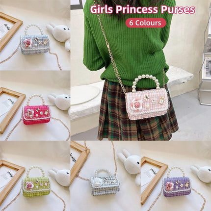 Girls Small Square Princess Handbag Chain Shoulder Bag Kids Messenger Bag