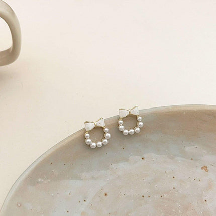Chic Dainty Bow Earrings for Women Small Round Elegant Jewelry Fashion Gift
