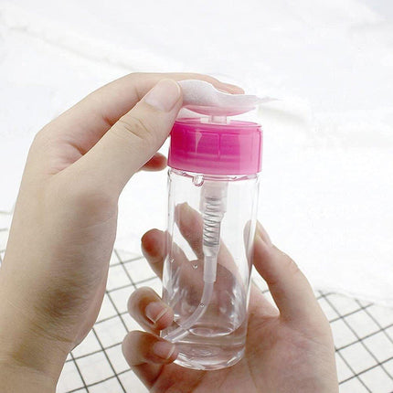 5PCS 100ml Nail Polish Remover Bottle Rose Red Transparent Press Pump Makeup