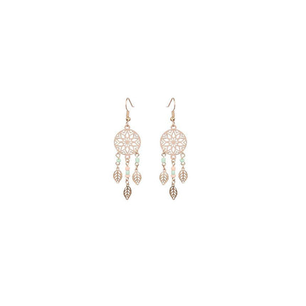 Retro Court Style Geometric Leaf Earrings Elegant Vintage Jewelry for Women Gift