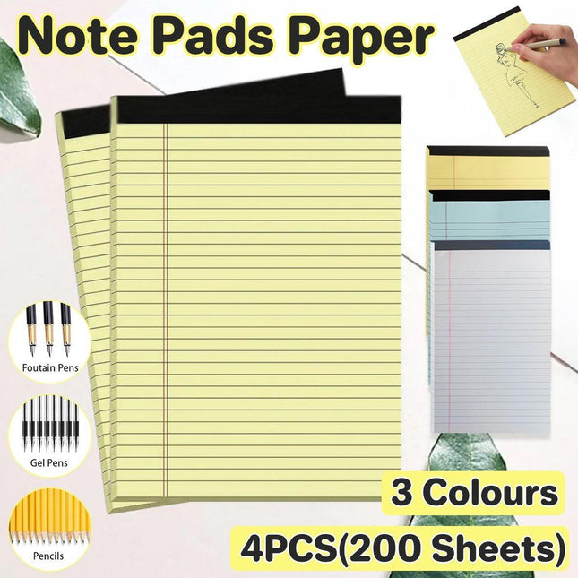 4PCS Tearable Lined Notepad Simple Design Colourful Memo Pad Notebook