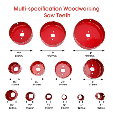 18X Hole Saw Drill Bit Kit Set Holesaw Wood Sheet Metal Timber Woodworking Tool - Aimall