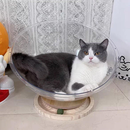 Four Seasons Acrylic Space Capsule Cat Bed Semi-closed Cool Nest Turntable Toy