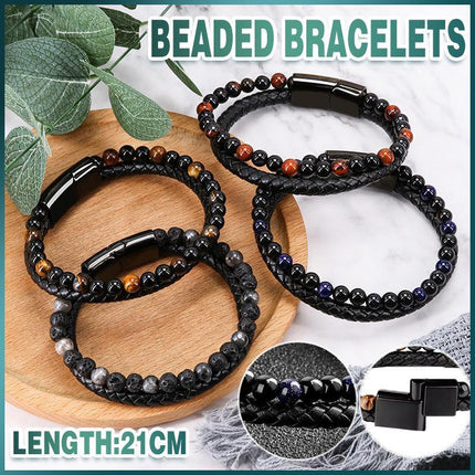 Tiger Eye Natural Stone Beaded Bracelet Women Men Elasticity Bangle hand Jewelry - Aimall