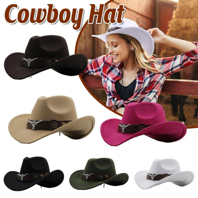 Vintage Woolen Felt Top Hat Cowboy Hat Classic Style Fashion Hat for Men