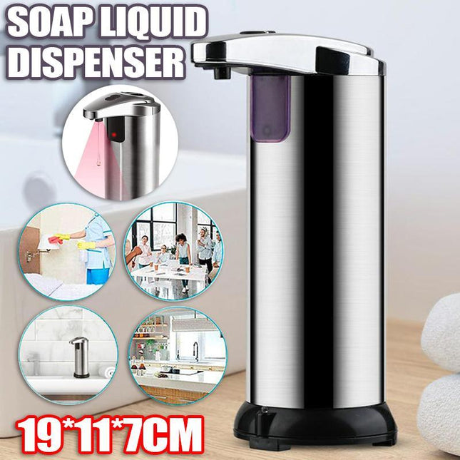 Automatic Soap Liquid Dispenser Handsfree Touchless IR Sensor Hand Wash Steel - Aimall