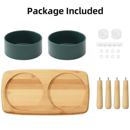 Ceramic Elevated Dog Bowl Anti-Slip Double Bowl for Small Medium Large Dogs