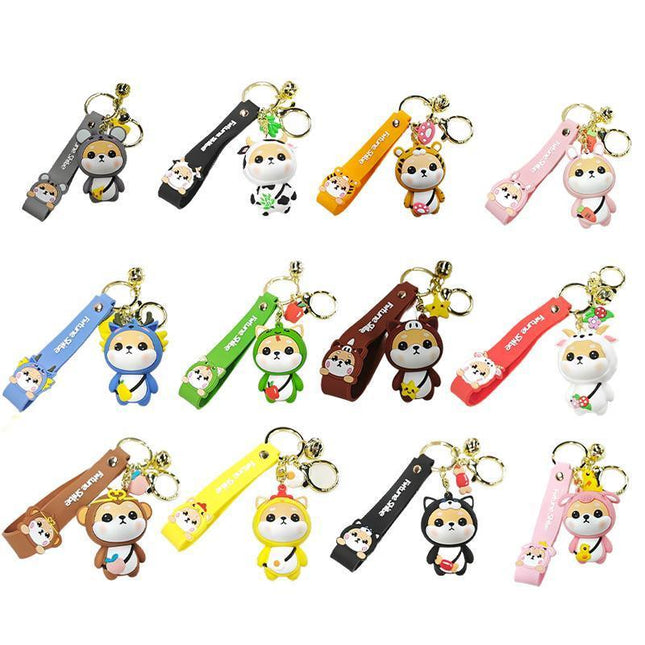 Cartoon Chinese Zodiac Furtune Shiba Inu Design Keychain Backpack Car Pendant - Aimall