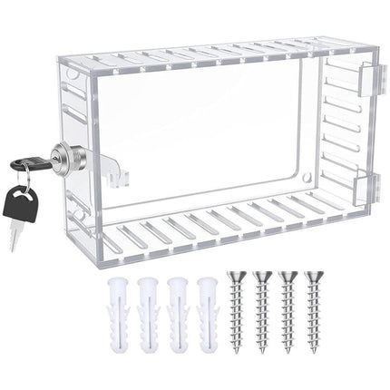 Transparent Thermostat Lock Box with Key Wall Mount Protective Security Cover