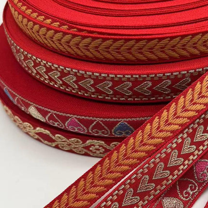 1.5CM*45M Geometric Woven Ribbon Trim in 4 Styles - Aimall