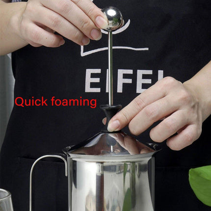 400ml Stainless Steel Manual Milk Frother Double Mesh Strainer Frothing Pitcher
