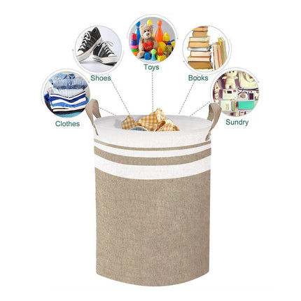 Foldable Canvas Laundry Basket for Dirty Clothes Storage Bag Hamper Organizer