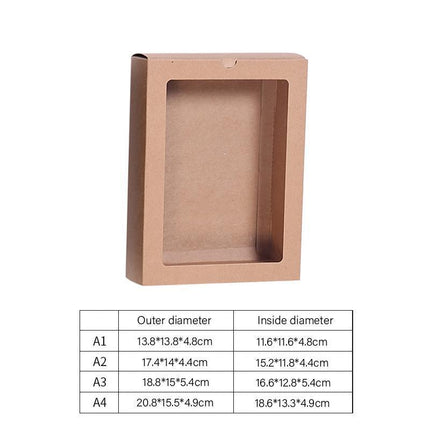 50PCS Kraft Paper Packing Box With Transparent PVC Window Drawer Display Gift Boxes Aimall
