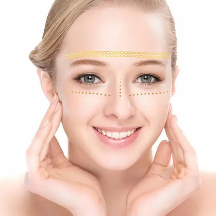 8Style Women Girl Face Gold Shine Body Temporary Tattoo Freckle Art Tattoo Paper - Aimall