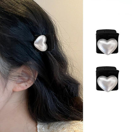 Mini Hair Claw Faux Pearl Hair Clip Hairpins For Women Girls Black Small Grab