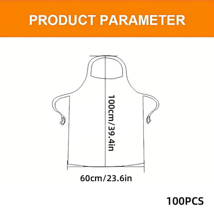 100pcs Disposable Transparent Apron Waterproof Anti Fouling for Kitchen Catering