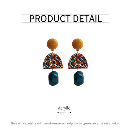Vintage Yellow and Blue Clashing Earrings Irregular Geometric Style Jewelry