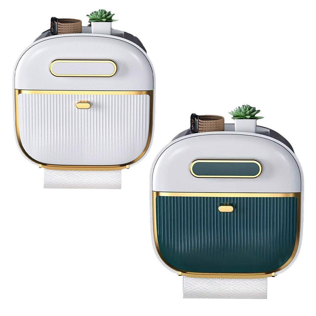 Wall Mounted Multifunctional Tissue Box Toilet Paper Storage Box Non-perforated