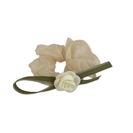 Korean Style Camellia Bow Hair Ties Large Intestine Hair Ring Hair Rope Bands - Aimall