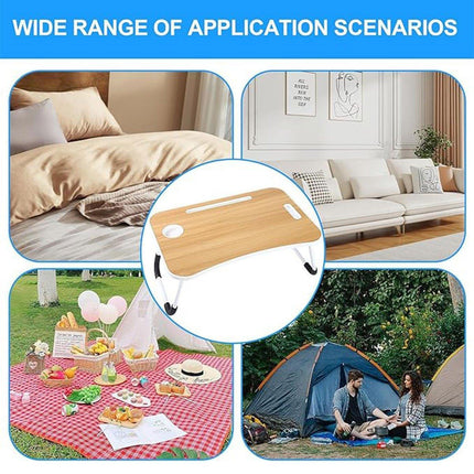 Laptop Bed Table Foldable Lap Standing Desk with Cup Slot for Indoor Picnic Tray