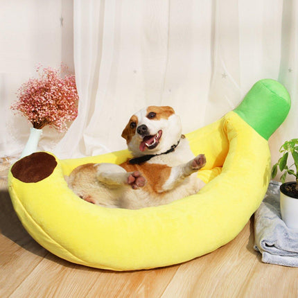 Cute Banana Shape Pet Bed Winter Warm Dog Cat Kennel Cozy Pet Cartoon Bed Mat
