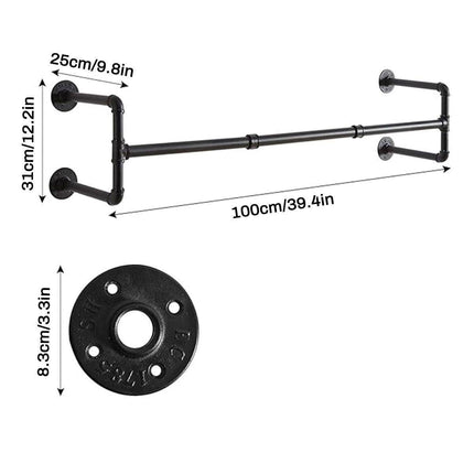 Wall Mounted Industrial Metal Clothing Rack Pipe Hanger for Retail Store Display