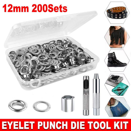 200 Sets 12mm Copper Metal Eyelet Grommet Tent Tarp Tool Tarpaulin Installation