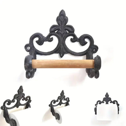 Vintage Iron Toilet Paper Towel Roll Holder Bathroom Wall Mount Rack Black New