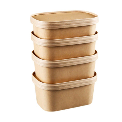 50pcs Kraft Lunch Boxes Picnic Bento Light Lunch Boxes Eco Friendly Containers