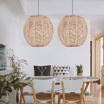 Simulated Rattan Ceiling Light Cover Handmade Rustic Woven Lamp Shade Decor