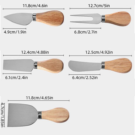 6Pcs Stainless Steel Cheese Knife Set Cheese Tools for Cutting Slicing Serving