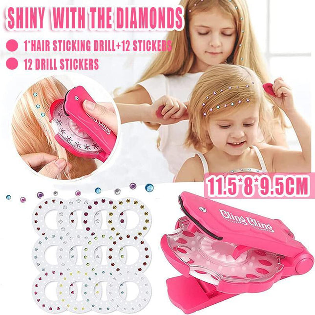Diamond Hair Sparkle Stapler Machine Tools Kit Gems for Shirt Decor Girls - Aimall