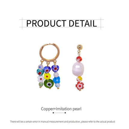 Handmade Colorful Flower Beaded Earrings Bohemian Fashion Jewelry Gift