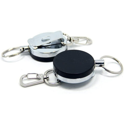 2 Recoil Key Ring Retractable Chain ID Pull Holder Reel Belt Clip Extend Keyring - Aimall