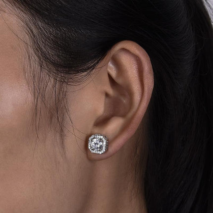 1 Pair Brilliant Square Cut Cubic Zirconia Stud Earrings Stainless Steel E135 7Clours - Aimall