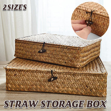 2pcs Storage Basket with Lid Durable Organising Box for Home and Office Use
