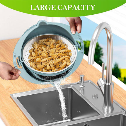 Stainless Steel Drainer Basket Double Layer Rotatable Dishwashing Fruit Basket