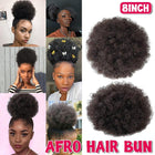 8 Inch Afro Wig Curly Ponytail Hairpiece Natural Puff Bun Hair Extension Black