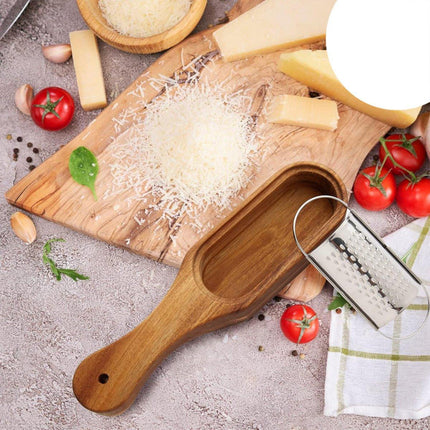 Premium Stainless Steel Cheese Grater with Acacia Wood Handle Scraper Planer