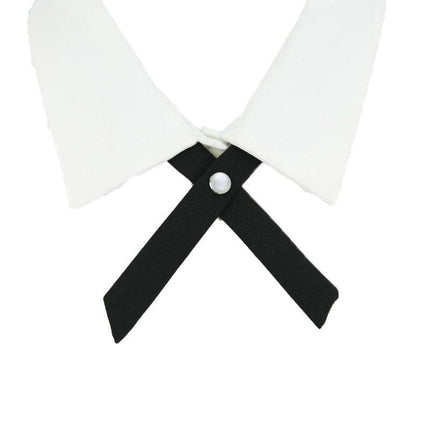 Large Women Criss-Cross Bow Tie School Girl Uniform Solid Adjustable Pre Tied Necktie - Aimall