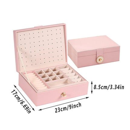 Large Pink Jewellery Box Double Layer Storage Case Organiser for Accessories