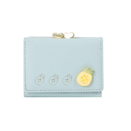 Cute Fruit Folding Wallet Ladies Mini Cartoon Money Clip Small Coin Purse Holder