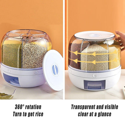 Rotating Cereal Dispenser Grain Storage Box Kitchen Food Container Rice Holder